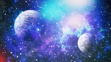 Uzayda ateşli bir patlama. Evrenin soyut çizimi. Bu görüntünün elementleri NASA tarafından desteklenmektedir