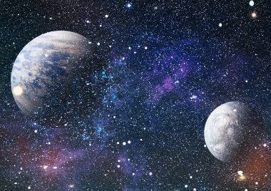 Uzayda ateşli bir patlama. Evrenin soyut çizimi. Bu görüntünün elementleri NASA tarafından desteklenmektedir