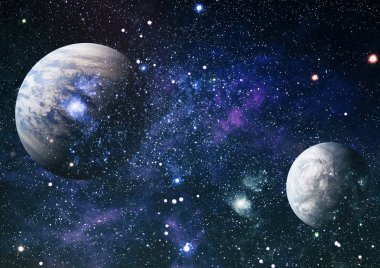 Uzayda ateşli bir patlama. Evrenin soyut çizimi. Bu görüntünün elementleri NASA tarafından desteklenmektedir