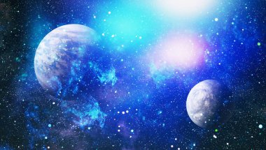 Derin uzay sanatı. Galaksiler, bulutsular ve evrendeki yıldızlar. Bu görüntünün elementleri NASA tarafından desteklenmektedir