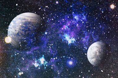 Derin uzay sanatı. Galaksiler, bulutsular ve evrendeki yıldızlar. Bu görüntünün elementleri NASA tarafından desteklenmektedir