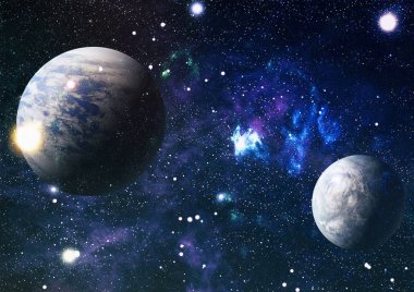 Derin uzay sanatı. Galaksiler, bulutsular ve evrendeki yıldızlar. Bu görüntünün elementleri NASA tarafından desteklenmektedir