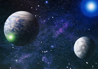 Derin uzay sanatı. Galaksiler, bulutsular ve evrendeki yıldızlar. Bu görüntünün elementleri NASA tarafından desteklenmektedir