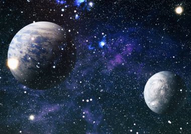 Derin uzay sanatı. Galaksiler, bulutsular ve evrendeki yıldızlar. Bu görüntünün elementleri NASA tarafından desteklenmektedir