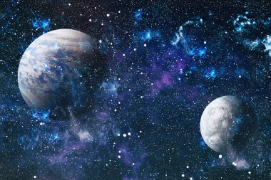 Derin uzay sanatı. Galaksiler, bulutsular ve evrendeki yıldızlar. Bu görüntünün elementleri NASA tarafından desteklenmektedir