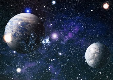 Derin uzay sanatı. Galaksiler, bulutsular ve evrendeki yıldızlar. Bu görüntünün elementleri NASA tarafından desteklenmektedir