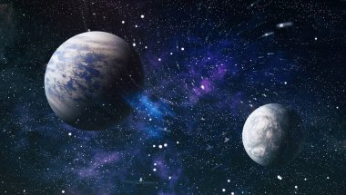 Derin uzay sanatı. Galaksiler, bulutsular ve evrendeki yıldızlar. Bu görüntünün elementleri NASA tarafından desteklenmektedir