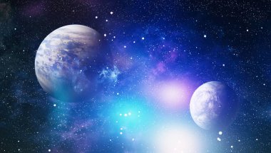 Derin uzay sanatı. Galaksiler, bulutsular ve evrendeki yıldızlar. Bu görüntünün elementleri NASA tarafından desteklenmektedir