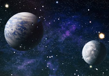 Derin uzay sanatı. Galaksiler, bulutsular ve evrendeki yıldızlar. Bu görüntünün elementleri NASA tarafından desteklenmektedir