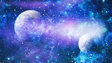 Derin uzay sanatı. Galaksiler, bulutsular ve evrendeki yıldızlar. Bu görüntünün elementleri NASA tarafından desteklenmektedir