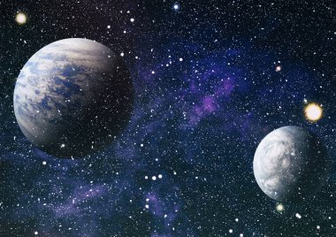 Derin uzay sanatı. Galaksiler, bulutsular ve evrendeki yıldızlar. Bu görüntünün elementleri NASA tarafından desteklenmektedir