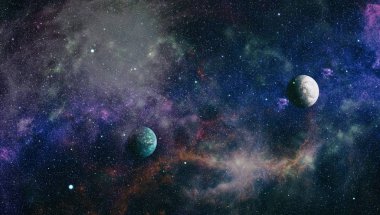 Derin uzay sanatı. Galaksiler, bulutsular ve evrendeki yıldızlar. Bu görüntünün elementleri NASA tarafından desteklenmektedir