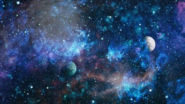 Derin uzay sanatı. Galaksiler, bulutsular ve evrendeki yıldızlar. Bu görüntünün elementleri NASA tarafından desteklenmektedir