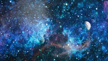 Derin uzay sanatı. Galaksiler, bulutsular ve evrendeki yıldızlar. Bu görüntünün elementleri NASA tarafından desteklenmektedir