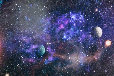 Derin uzay sanatı. Galaksiler, bulutsular ve evrendeki yıldızlar. Bu görüntünün elementleri NASA tarafından desteklenmektedir