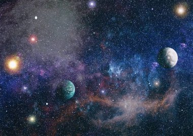 Derin uzay sanatı. Galaksiler, bulutsular ve evrendeki yıldızlar. Bu görüntünün elementleri NASA tarafından desteklenmektedir