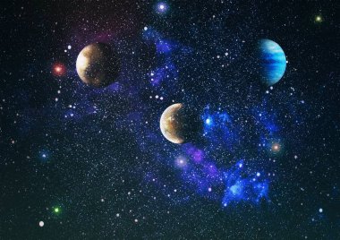 birçok ışık yılı uzakta dünya derin uzayda yıldız alanı. Bu görüntü nasa tarafından döşenmiş unsurları