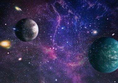 birçok ışık yılı uzakta dünya derin uzayda yıldız alanı. Bu görüntü nasa tarafından döşenmiş unsurları