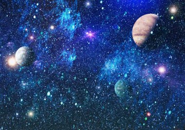 Uzayda ateşli bir patlama. Evrenin soyut çizimi. Bu görüntünün elementleri NASA tarafından desteklenmektedir