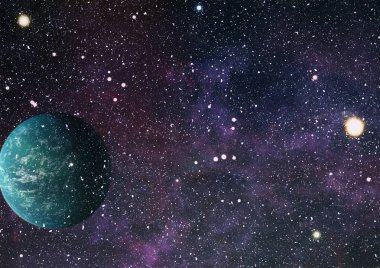 Uzayda ateşli bir patlama. Evrenin soyut çizimi. Bu görüntünün elementleri NASA tarafından desteklenmektedir