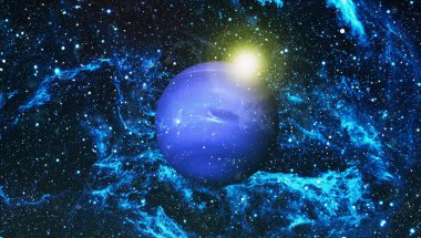 Uzayda ateşli bir patlama. Evrenin soyut çizimi. Bu görüntünün elementleri NASA tarafından desteklenmektedir