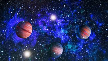 Uzayda ateşli bir patlama. Evrenin soyut çizimi. Bu görüntünün elementleri NASA tarafından desteklenmektedir