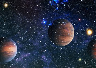 Uzayda ateşli bir patlama. Evrenin soyut çizimi. Bu görüntünün elementleri NASA tarafından desteklenmektedir