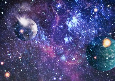 Güzel bulutsu, yıldızlar ve galaksiler. Nasa tarafından döşenmiş bu görüntü unsurları.