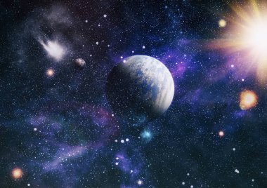 Güzel bulutsu, yıldızlar ve galaksiler. Nasa tarafından döşenmiş bu görüntü unsurları.