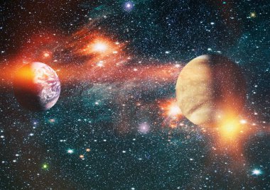 Güzel bulutsu, yıldızlar ve galaksiler. Nasa tarafından döşenmiş bu görüntü unsurları.