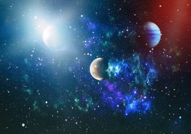 Fütürist soyut alan arkaplanı. Yıldızlı ve nebulalı gece gökyüzü. Bu görüntünün elementleri NASA tarafından desteklenmektedir