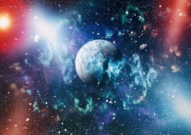 Fütürist soyut alan arkaplanı. Yıldızlı ve nebulalı gece gökyüzü. Bu görüntünün elementleri NASA tarafından desteklenmektedir