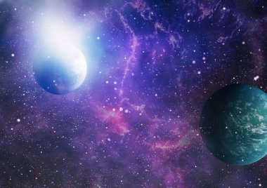 Fütürist soyut alan arkaplanı. Yıldızlı ve nebulalı gece gökyüzü. Bu görüntünün elementleri NASA tarafından desteklenmektedir