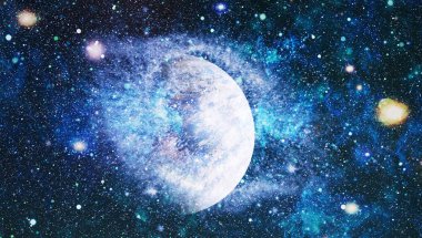 Fütürist soyut alan arkaplanı. Yıldızlı ve nebulalı gece gökyüzü. Bu görüntünün elementleri NASA tarafından desteklenmektedir