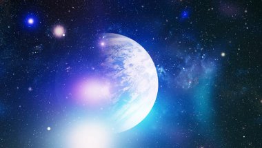 Fütürist soyut alan arkaplanı. Yıldızlı ve nebulalı gece gökyüzü. Bu görüntünün elementleri NASA tarafından desteklenmektedir