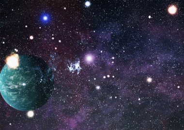 Fütürist soyut alan arkaplanı. Yıldızlı ve nebulalı gece gökyüzü. Bu görüntünün elementleri NASA tarafından desteklenmektedir