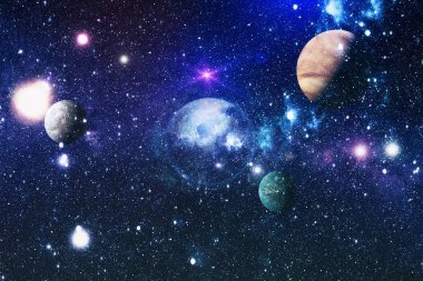 Fütürist soyut alan arkaplanı. Yıldızlı ve nebulalı gece gökyüzü. Bu görüntünün elementleri NASA tarafından desteklenmektedir