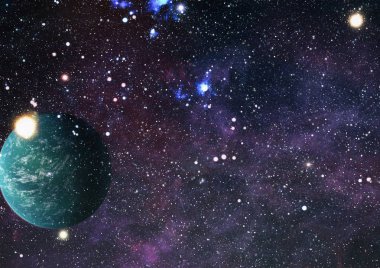 Uzaydaki gezegenler, yıldızlar ve galaksiler uzay keşiflerinin güzelliğini gösteriyor. NASA tarafından döşenmiş elementler