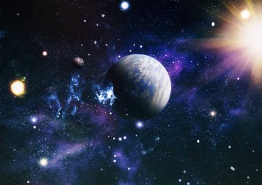 Uzaydaki gezegenler, yıldızlar ve galaksiler uzay keşiflerinin güzelliğini gösteriyor. NASA tarafından döşenmiş elementler