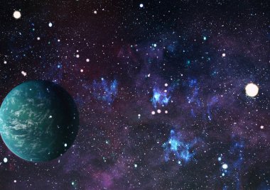 Uzaydaki gezegenler, yıldızlar ve galaksiler uzay keşiflerinin güzelliğini gösteriyor. NASA tarafından döşenmiş elementler