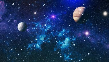 Uzaydaki gezegenler, yıldızlar ve galaksiler uzay keşiflerinin güzelliğini gösteriyor. NASA tarafından döşenmiş elementler