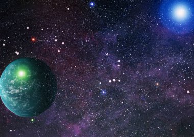 Uzaydaki gezegenler, yıldızlar ve galaksiler uzay keşiflerinin güzelliğini gösteriyor. NASA tarafından döşenmiş elementler