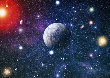 Uzaydaki gezegenler, yıldızlar ve galaksiler uzay keşiflerinin güzelliğini gösteriyor. NASA tarafından döşenmiş elementler