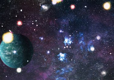 Uzaydaki gezegenler, yıldızlar ve galaksiler uzay keşiflerinin güzelliğini gösteriyor. NASA tarafından döşenmiş elementler