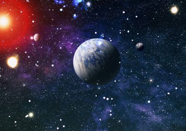 Uzaydaki gezegenler, yıldızlar ve galaksiler uzay keşiflerinin güzelliğini gösteriyor. NASA tarafından döşenmiş elementler