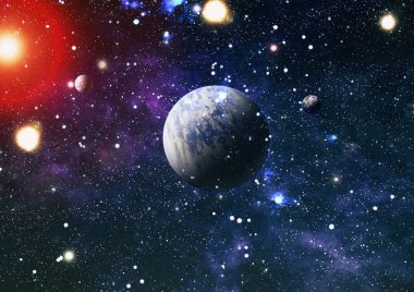 Uzaydaki gezegenler, yıldızlar ve galaksiler uzay keşiflerinin güzelliğini gösteriyor. NASA tarafından döşenmiş elementler