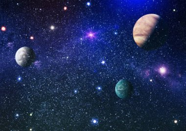 Uzaydaki gezegenler, yıldızlar ve galaksiler uzay keşiflerinin güzelliğini gösteriyor. NASA tarafından döşenmiş elementler