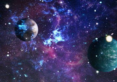 Uzaydaki gezegenler, yıldızlar ve galaksiler uzay keşiflerinin güzelliğini gösteriyor. NASA tarafından döşenmiş elementler