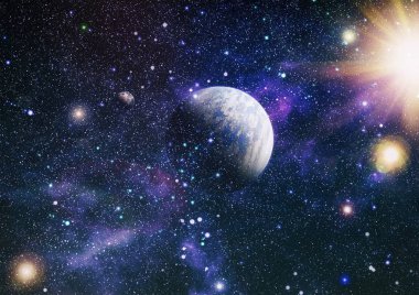 Uzaydaki gezegenler, yıldızlar ve galaksiler uzay keşiflerinin güzelliğini gösteriyor. NASA tarafından döşenmiş elementler