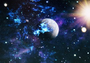 Uzaydaki gezegenler, yıldızlar ve galaksiler uzay keşiflerinin güzelliğini gösteriyor. NASA tarafından döşenmiş elementler